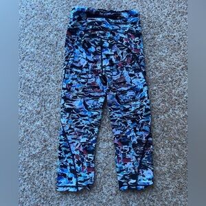 Lululemon Leggings Size 4 Blue Black Crop Break Free Nulux Culture Clash W6AJQS